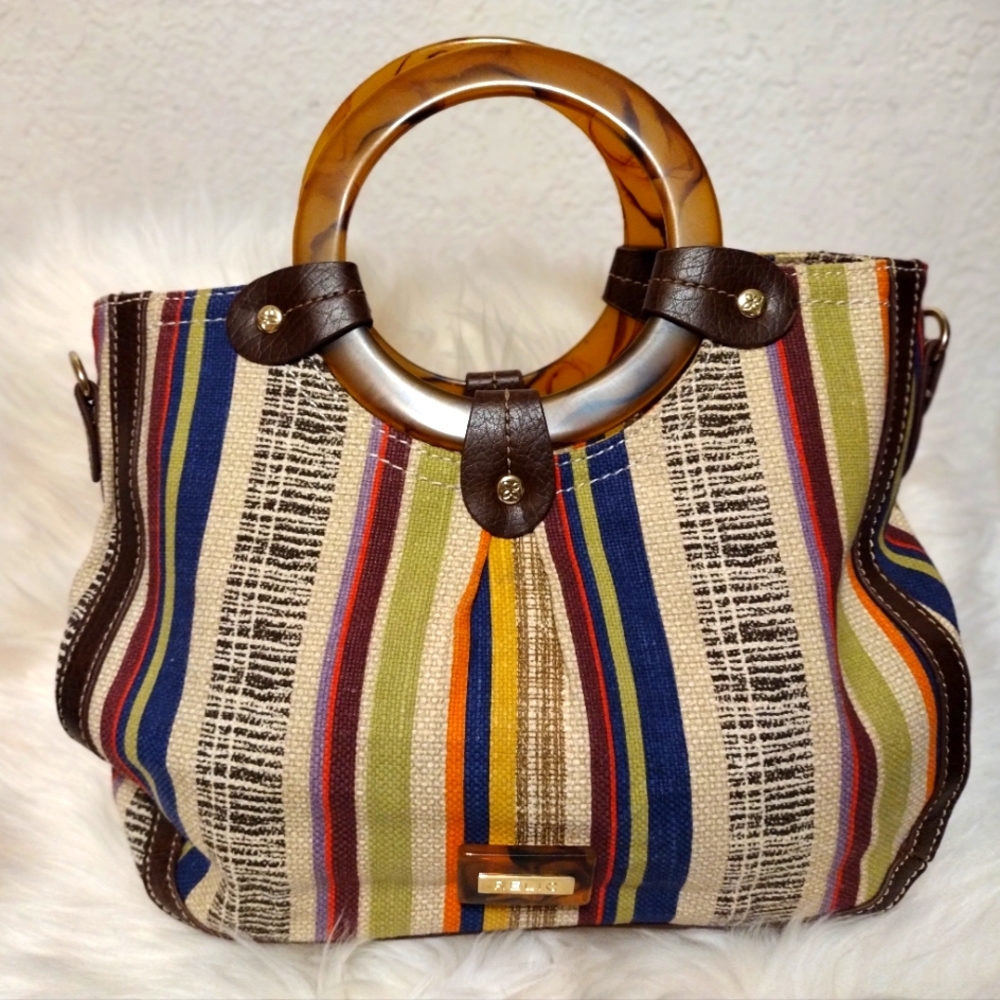 Vintage Relic Round Handle Striped Purse.